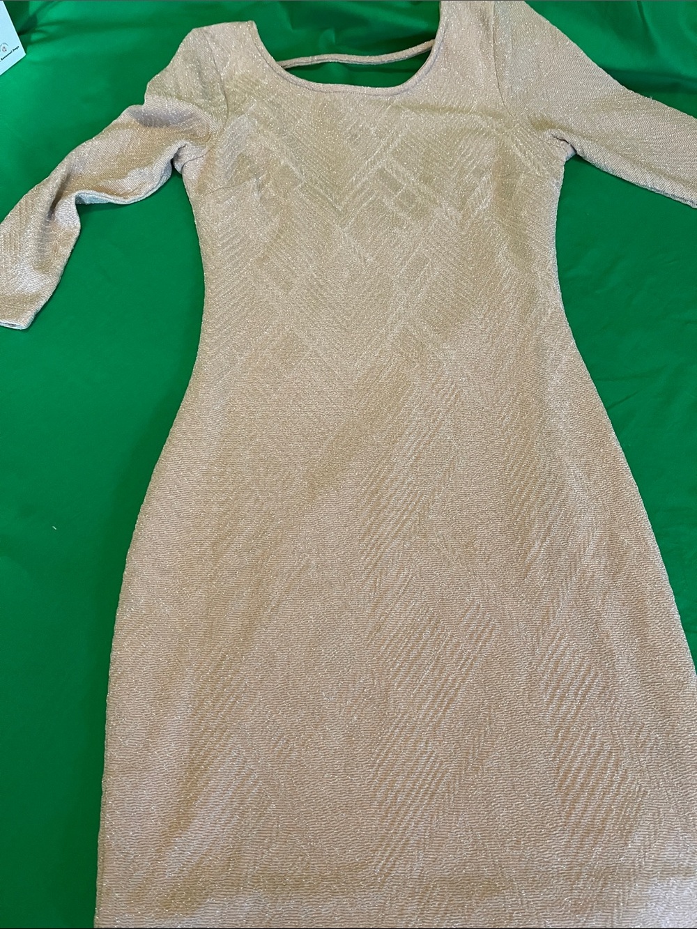 Trixxi Shimmery Beige Midi Bodycon Dress